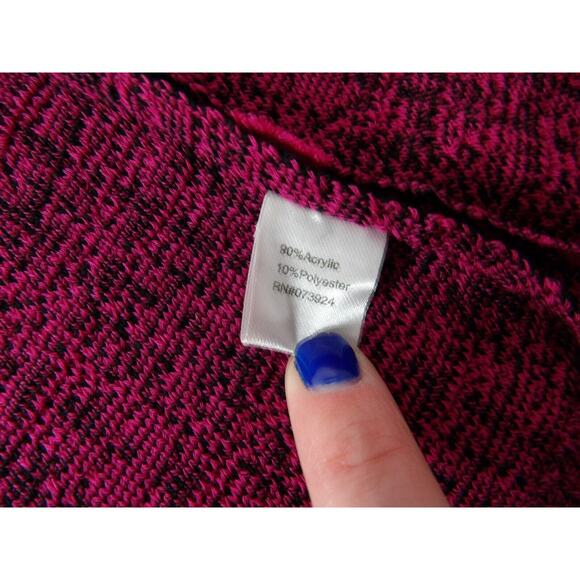 Ming Wang Petite Medium PM Cardigan Pink Black Textured Open Front Artsy - Picture 6 of 12